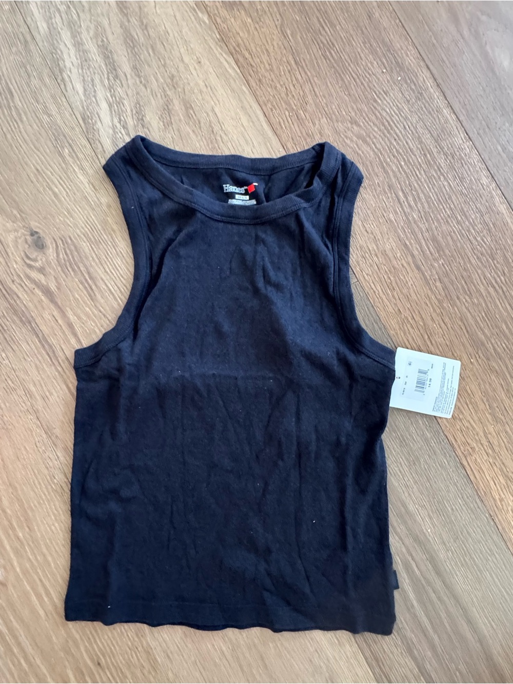 Hanes Black Womens' Sleeveless Rib Tank